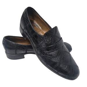 Nettleton Black Crocodile Slip-On Loafer Dress Shoes Style #74332 Size 9.5M